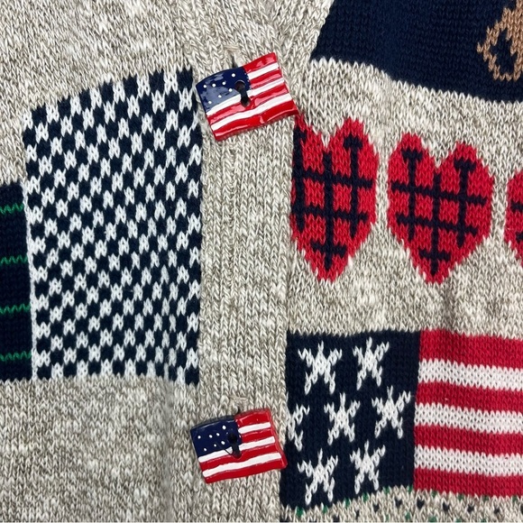 VINTAGE Sweater Loft Americana Intarsia Knit Teacher Vest Small Petite - Picture 6 of 13